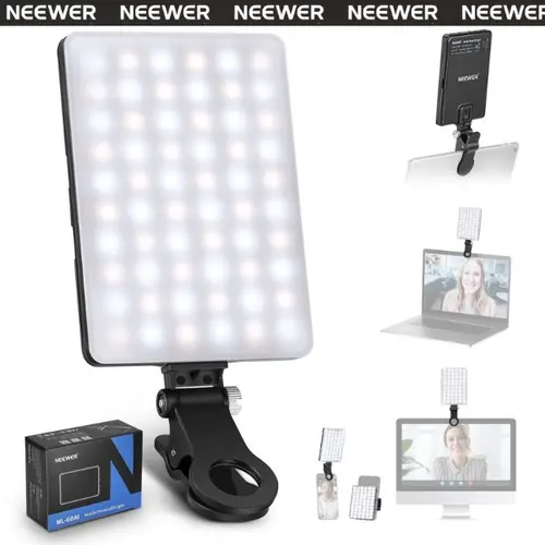 NEEWER NL-60AI Rechargeable LED Selfie Clip Fill Light with Batteries for Smartphone, Cellphone, Mobile Device, Laptop, Tablet, Video Conference, Back to School