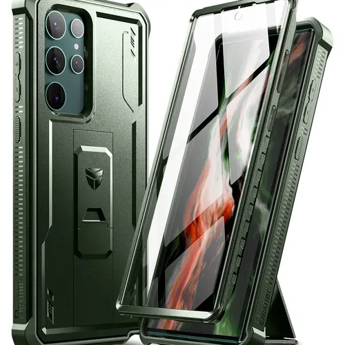 Dexnor Plastic Cellphone Casing for Samsung Galaxy S22 Ultra 5G (6.8in) - Full Body Accessory with Built-in Screen Protector, Handheld Kickstand, Anti-Slip Surface, Wireless-Friendly Heavy-Duty Military-Grade Shockproof Cover