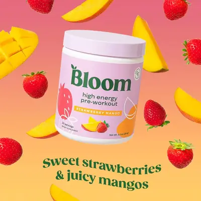 Bloom Nutrition High Energy Pre-Workout Powder (30 Servings) - Natural Caffeine, Amino Acids & Focus Support for Endurance