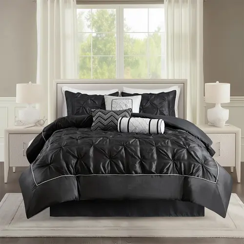 Madison Park Queen Size 7-Piece Tufted Comforter Set - Bedding Set Including Pillows, Bed Skirt, Shams, Bedding Sets, Bed Comforter Set