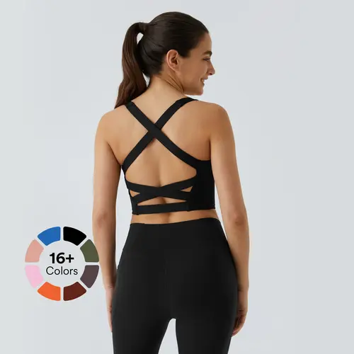 【Creator's Pick】Halara SoftlyZero Airy Square Neck Backless Crisscross Cropped InstantCool Yoga Tank Top-UPF50+