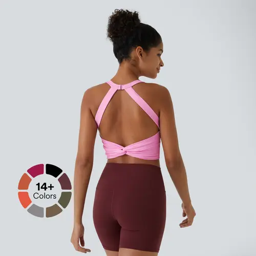 Halara Softlyzero️ plush Backless Cut Out Twisted Cropped Yoga Tank Top Style Activewear #BackToSchool