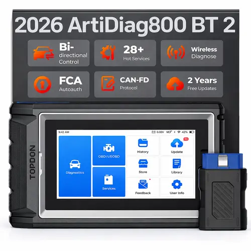 #Toolupgrade | TOPDON AD800BT 2 OBD2 Scanner,  28+ Reset Service All System Automotive Diagnostic Tool, Active Test, FCA Autoauth, CAN-FD, Lifetime Free Update Bidirectional Scan Tool
