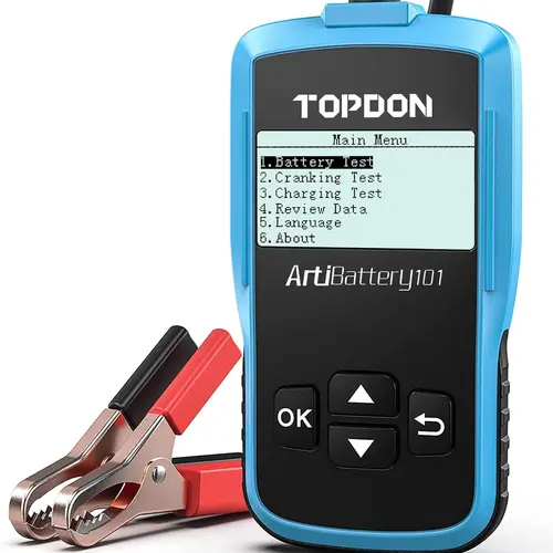 TOPDON AB101 Car Battery Tester 12V Car Battery Load Tester on Cranking Charging Systems, 100-2000 CCA Automotive Alternator Analyzer for Cars/SUVs/Light Trucks with Flooded AGM Gel Types