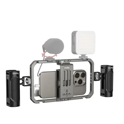 SmallRig Universal Phone Cage, Smartphone Video Rig Kit with Handles, Handheld Filmmaking Vlogging Case Stabilizer for Videomaker, for iPhone for Samsung for Pixel and Other Android Phones for iphone 17 Pro/MAX Selfie Cellphone 4121