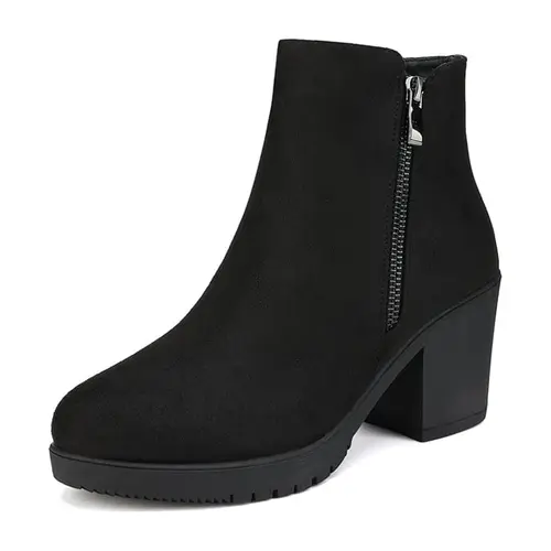 Dream Pairs Women's Formal Ankle Length Footwear - Round Toe, 3 in Chunky Block Heels, PU Upper, TPR Sole, Slip Resistant, Comfortable, Smooth Side Zipper Ease, Chunky Shoes for Women's Formal Wear Business Outfits,sohochic