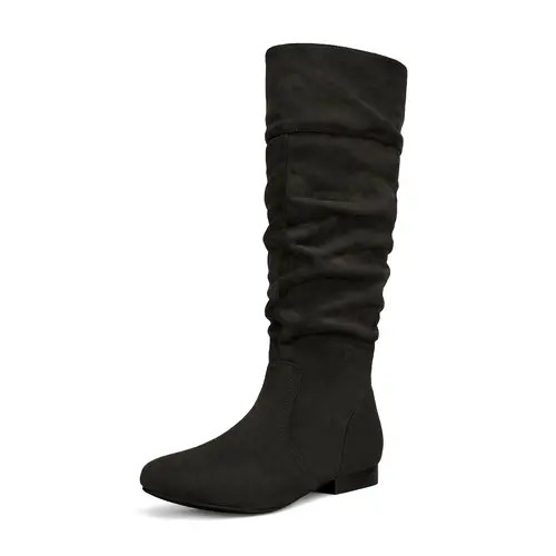 DREAM PAIRS Women's Knee High Pull On Fall Weather Winter Boots Warm Comfort Faux Fur Lining,Pull-on with Zipper,0.5-inch Low Heel,Flat Boots for Women,sohochic