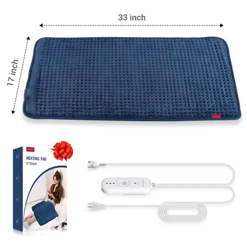 Comfytemp 17''x33'' King Size Electric Heating Pad Appliance - Extra Large Back Pain Relief Pad, Soothing Steady Warmth Eases Stiff Muscles, Father's Day Gift (Blue),sohochic