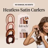 No Damage, No Dents Heatless Satin Curlers - Kitsch Heatless Overnight Curling Rods - 4PC Jumbo-Sized -  Heatless Hair Curler Heat Free Curls Heatless Styling Tools Heatless Curling Wrap Heatless Curls Overnight