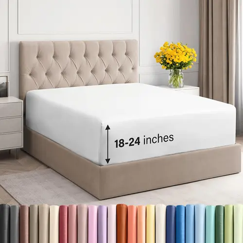 CGK | DeepFit Fitted Sheet ONLY – Extra Deep Pocket, Pocket Ultra-Soft Microfiber, Wrinkle-Free, Fits Up to 24" Mattress (SINGLE SHEET) Soft Comfy Bedding