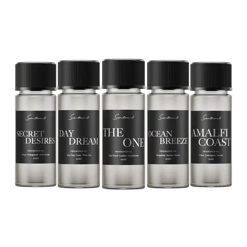 Scentiment Hotel Scent Samples - Top 5 Best Selling Scents - The One, Day Dream, Amalfi Coast, Ocean Breeze, Secret Desires - Fragrance Oil