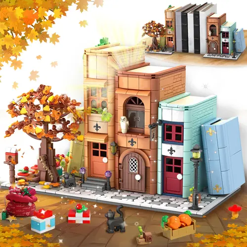 TOKMOC 1488 Pieces,Magic Bookends Building Block Set,For BookNook Building Bookshelf Insert Decoration,Bookcase Miniature House Model,Collecting Building and Gifting Model,Birthday Gift and Home Decoration,For aged 12 and above,Stress relief toy,66009
