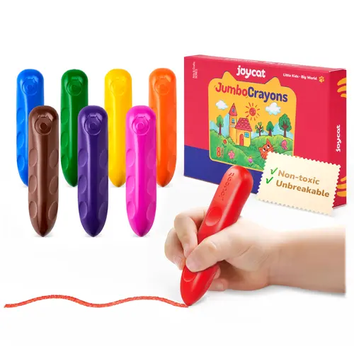 JoyCat Jumbo Triangular Easy-Grip Kids Crayons - 8/16/30 Pcs Natural Wax, Washable, Durable, Non-Toxic Toys, Drawing Color Coloring Supplies, Art Stuff, Gifts for Kids Arts & Crafts
