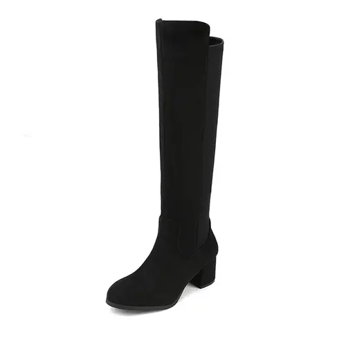 Dream Pairs Women's Chunky Knee-High Stretch Soft Suede Shoes - Summer Vibes Footwear, Boot,shoes for back to school,back to school shoes,sohochic