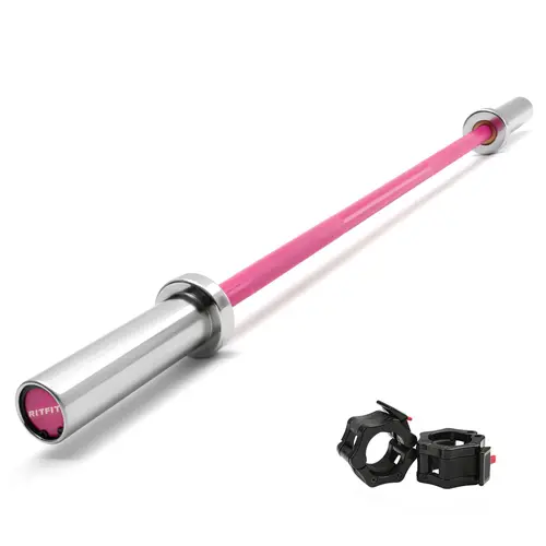 RITFIT 4ft 2-in Standard Olympic Barbell - 350lbs/500lbs Capacity, Smooth, for Squat/Deadlift, Home Gym Equipment, Resistance Training, General Purpose, Compatible with Barbell Plates
