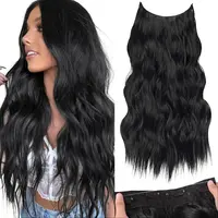 AISI HAIR Synthetic Fiber Wavy Hair Toppers - 16/20/24 Inch Invisible Wire Clip-In Extensions for Women, 4 Secure Clips, Invisible Hairline, Fashion Accessories for Women,sohochic