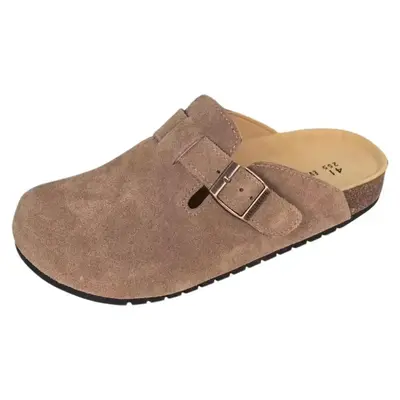 [Wide Feet Pls Size up]EVELLYHOOTD Women Men Genuine Suede Round Toe Cork Footbed Clogs Potato Shoes Slide Outdoor Gym Shoes with Arch Support Flat Buckle Clogs Retro Fashion Walking Shoes Slippers
