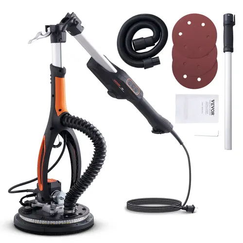 【toolupgrade】VEVOR 215mm Brushless Motor Corded Power Tool Drywall Sander, Variable Speed Foldable Random Orbital Polisher, Portable Orbital Polisher, Double-Deck Vacuum-Compatible Wall Finishing Tool (Dust Bag Not Included) for DIY Home Projects