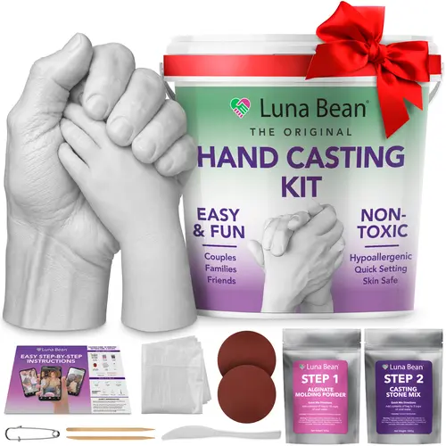 Luna Bean Original Hand Casting Kit – Keepsake Mold for Couples, Family, Anniversary & Milestone, Wedding Gifts, Back to School, My Favorite Person, Molding, Bridal Gift