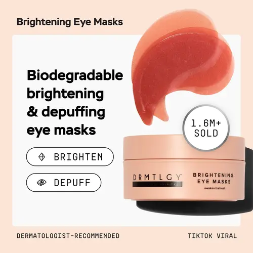 DRMTLGY FacialRX Brightening Eye Masks (60 ct). Depuffs Under Eyes, Brightens Dark Circles, and Hydrates with Peptides, Caffeine, Niacinamide, & Hyaluronic Acid