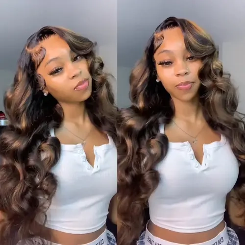 Mscoco Hair 6x5 Glueless Honey Blonde Highlight Human Hair Wig  Wear And Go Pre Bleached Knots Wig Pre-Cut 6x5 HD Lace Closure Wig Body Wavy Wigs Beginner Friendly Wigs