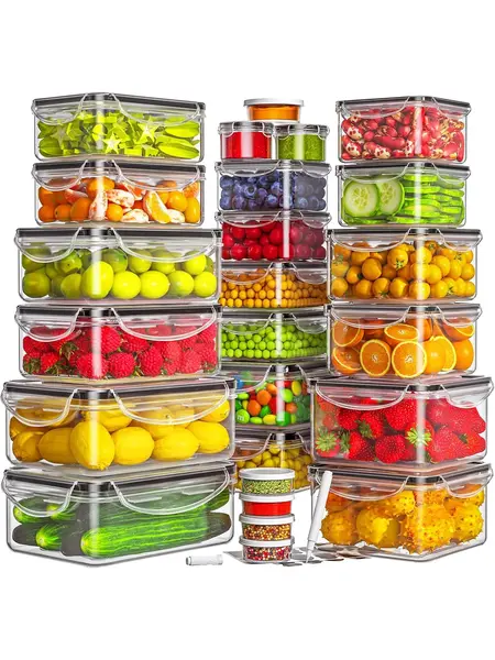 AISOON 40-Piece Rectangular Plastic Airtight Food Storage Containers Set (20 Containers + 20 Lids) - Leak-Proof, Reusable, Microwave & Dishwasher Safe for Lunch Packing, Packing Lunch for My Kid, Food Hacks