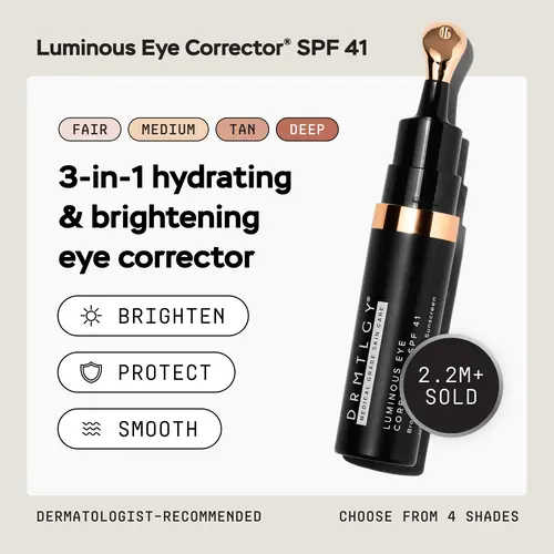 DRMTLGY Luminous Eye Corrector SPF 41, 0.25 fl oz. Color-Corrects Dark Circles, Hydrates, & Protects with Peptides and Ceramides