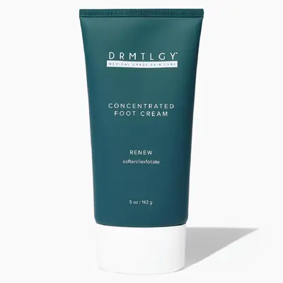 DRMTLGY Concentrated Foot Cream, 5oz. Exfoliates & Nourishes Dry, Callused Feet & Heels with Lactic Acid, Ceramides, Urea, & Peppermint Oil.