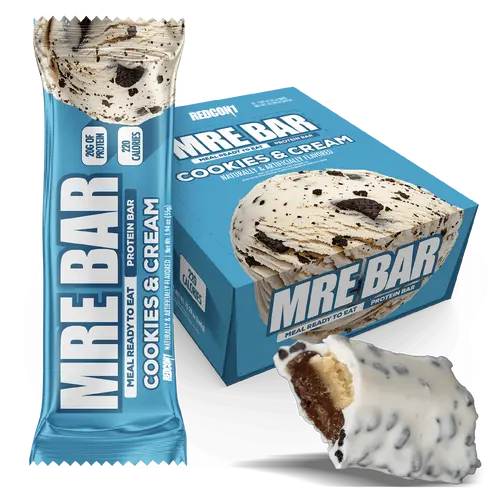MRE Protein Bars, New, Candy Bar-Like Taste. 20g Protein | 220 Calories | 1g Sugar Bakery Inspired Flavors Soft Baked Texture