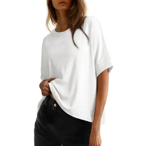 DOKOTOO Women's Tops for Women 2026 Loose Oversized Basic Tee Comfortable Soft Fabric Flattering Fit - Womenswear