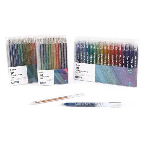 [Flash Sale] Grabie Dual Tone Iridescent Glitter Gel Ink Pens - 18 Vibrant Colors for Lettering, Coloring Books, Scrapbooking, Planner and More colorful pens, crafts, drawing, design Art Markers Set, Back to School, Class Reward Gift Idea