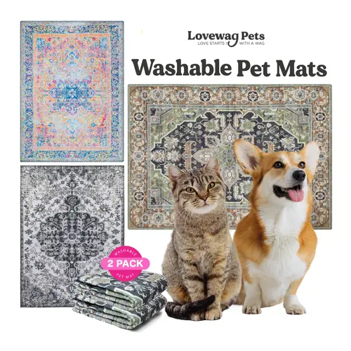 Lovewag Pets Washable Dog Pads - Eco-Friendly & Leak-Proof Design, Multi-Design Options: Sage Forest,  Marmalade Sunshine, Merlot Majesty, Rustic Terracotta, Bohemian Jewel, 36" x 48"& 28" x 41"(Pack of 2), Sage Forest 54" x 72"(Pack of 1)
