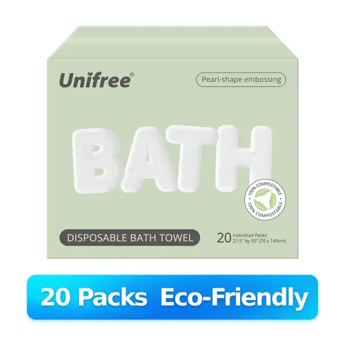 Unifree Large Disposable Bath Towels - XL, Soft on Skin, Thick, Plant-Based Eco-Friendly, Individually Wrapped, Portable Multisite Towel, Beach-to-Gym Use, Hotel/Gym Travel Essentials, sohochic