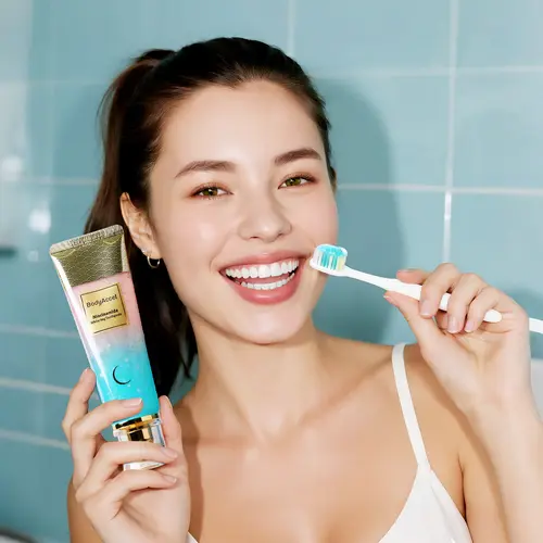 【BodyAccel】 Niacinamide Whitening Toothpaste - Fast Acting Formula with Peach Extract & Mint for Sensitive Teeth - Eco Friendly & Fluoride Free - 100g #sohochic
