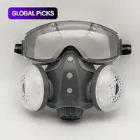Dust-Proof Integrated Respirator Mask with Goggles, Reusable Half-Face Protective Mask, Safety Equipment, Safety Gear for Spray Painting and Woodworking, Dustproof Safety Mask #GLOBAL PICKS