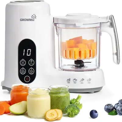 #sohochicGrownsy Baby Food Maker & Processor with Steam Basket | Steamer, Blender & Puree Machine for Homemade Baby Food | Auto Steam, Blend & Grind | BPA-Free | For Babies 6+ Months