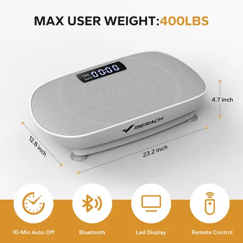 Merach Vibration Plate Exercise Machine with Lymphatic Drainage Feature Compact Design for Full Body Workout Max User Weight 400LBS Home Gym Equipment BackToSchool