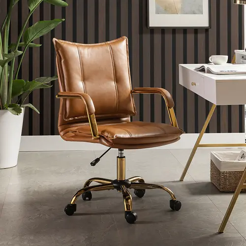 【Fall Pick】HULALA HOME Michele Modern Office Chair with Arms Height-adjustable Tufted Back Lumbar Support for Living Room & Office
