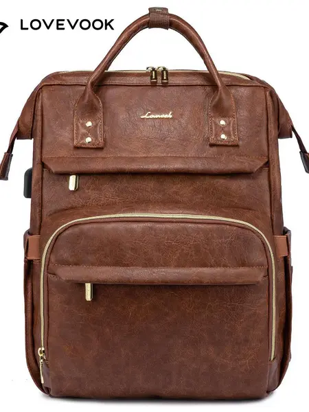 LOVEVOOK Vegan Leather Laptop Backpack with USB Port for Women - College,  Business, Work, Teacher, Travel, TikTokShopBackToSchool
