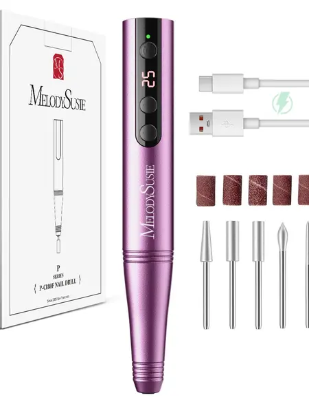 MelodySusie PC180F Cordless Electric Nail Drill Machine with 6 Nail Drill Bits, 25000RPM Rechargeable Nail Care Manicure Set for Acrylic Nail Art #Summervibes #DealsForYouDays