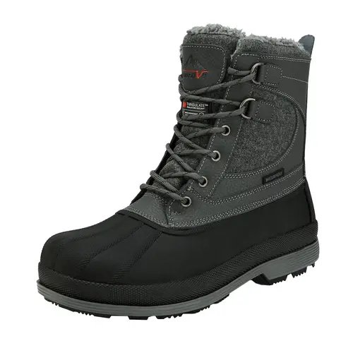 NORTIV 8 Men's Leather Mid-Height Seam-Sealed Snow Boots - Waterproof, Insulated Closed Shoe, -25°F Rating, Anti-Slip Synthetic Rubber Outsole for Winter Outdoor Wear,sohochic