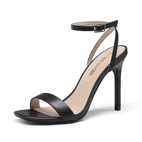 Dream Pairs Women's Classic Stiletto High Heels, Comfortable Square Open-Toe Sandals with 4-Inch Heel and Adjustable Ankle Strap for Wedding Party, Footwear, Heels For Women,shoes for back to school,back to school shoes,sohochic