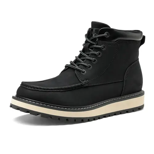 Bruno Marc Men's Moc Toe Leather Fashion Guys Boot - Casual Footwear with Rubber Sole, Summer Vibes Shoes,sohochic