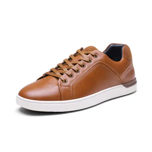 Men's Vegan Leather Casual Sneakers - Closed-Toe Lace-Up Walking Shoes for Daily Wear, Mens Shoes, Footwear,sohochic