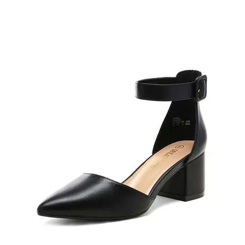 Dream Pairs Women's Wide Fit D'Orsay Pointed Toe Pumps - 2.25" Chunky Block Heel Footwear with Cushioned Latex Insole, Adjustable Buckle Ankle Strap, PU/Nubuck Casual Heels, Pointed Toe Adds Sleek Modern Shape,sohochic