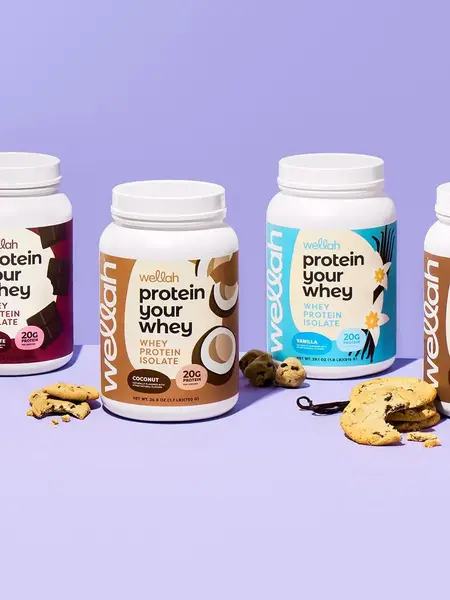 Wellah Protein Your Whey Grass Fed Whey Protein Isolate 20g Protein 100 Calories 30 Servings Chocolate Coconut Vanilla Flavors