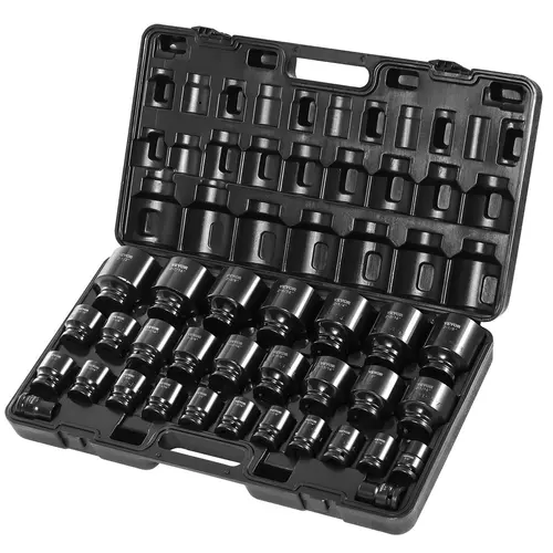 【fathersdaygift】VEVOR Impact Socket Set 3/4 Inches 29 Piece Impact Sockets CR-M0 with Storage Cage SAE 3/4 inch to 2-1/2 inch Drive Socket Set, 29 Sockets, Alloy Steel