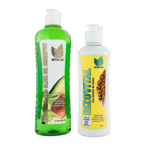 Natural Sant Healthy Curly Hair Set - Shampoo & Leave in Avocado Haircare, Linseed, Coconut oil and Aloe Vera (16 FlOz/500 ml) Conditioner Biotin