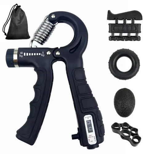 TYGLOBAL 5-Pack Hand Grip Strengthener Kit - Adjustable Resistance Trainer, Finger Exerciser, Stretcher, Grip Ring, Stress Relief Ball, Fitness Equipment Accessories, Workout Gripper for Athletes, Cool Mens Gifts for Guys