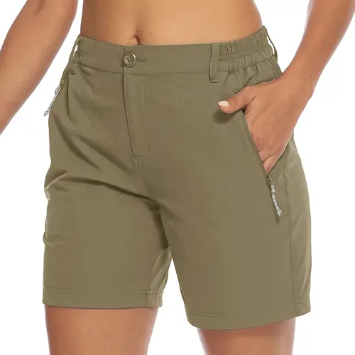 YSENTO Women's Quick Dry Hiking Cargo Short with Zip Pocket Stretchy Golf Shorts